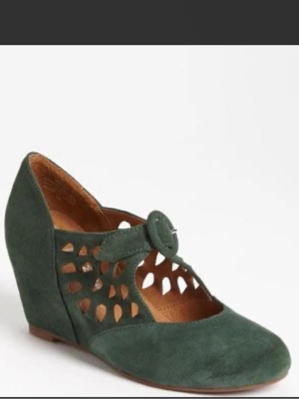 Jeffrey Campbell Dark Green Suede “Torch” Mary Jane Wedges